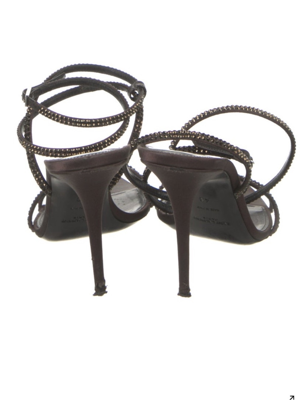 Saint Laurent Satin Crystal Embellishments Sandals - Picture 4 of 5